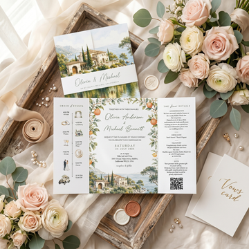Elegant Personalized Wedding Invitation Suite | Luxury Wedding Stationery with Custom Watercolor Venue Illustration