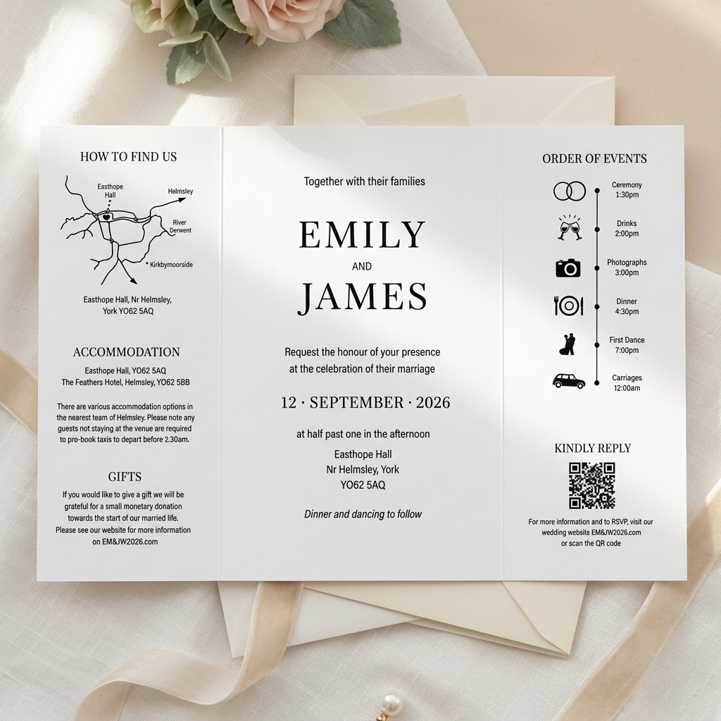 Modern Black and White Wedding Invitation, Personalized Monogram Invitation Suite with RSVP Card