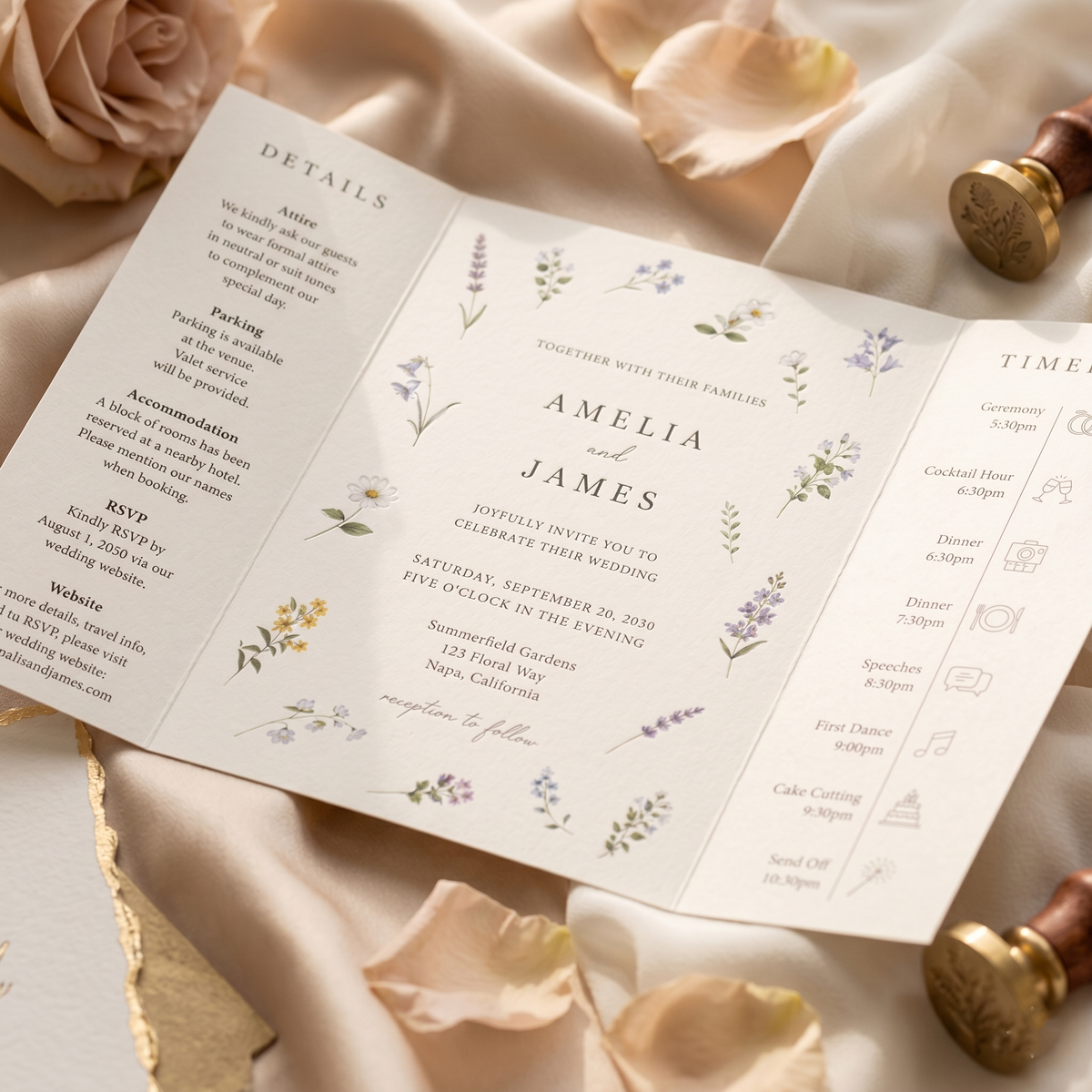 Personalized Botanical Wedding Invitation Suite | Custom Floral Wedding Invitations with RSVP & QR Code