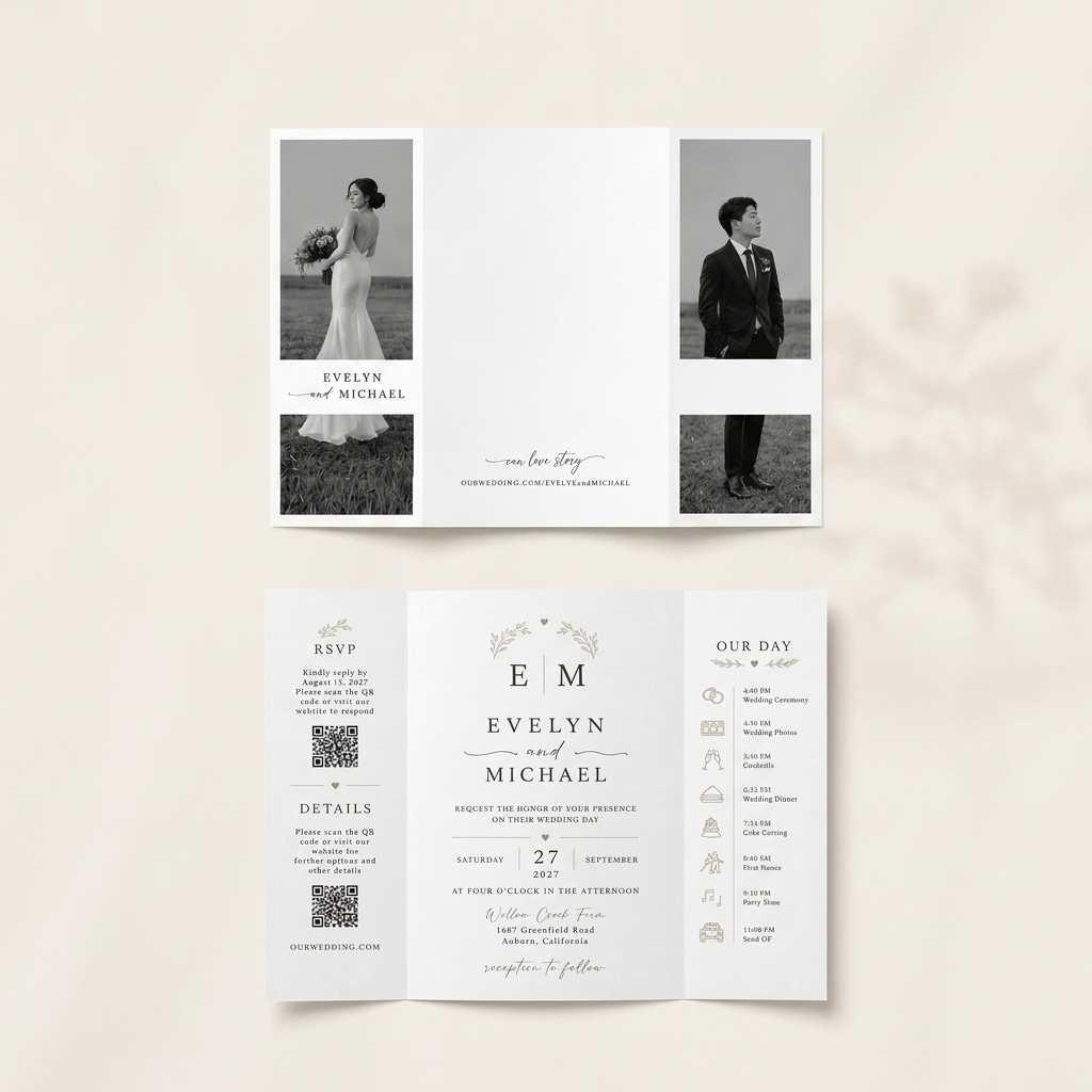 Personalized Wedding Invitation Suite, Elegant Photo Wedding Invitations, Custom RSVP & Details Cards