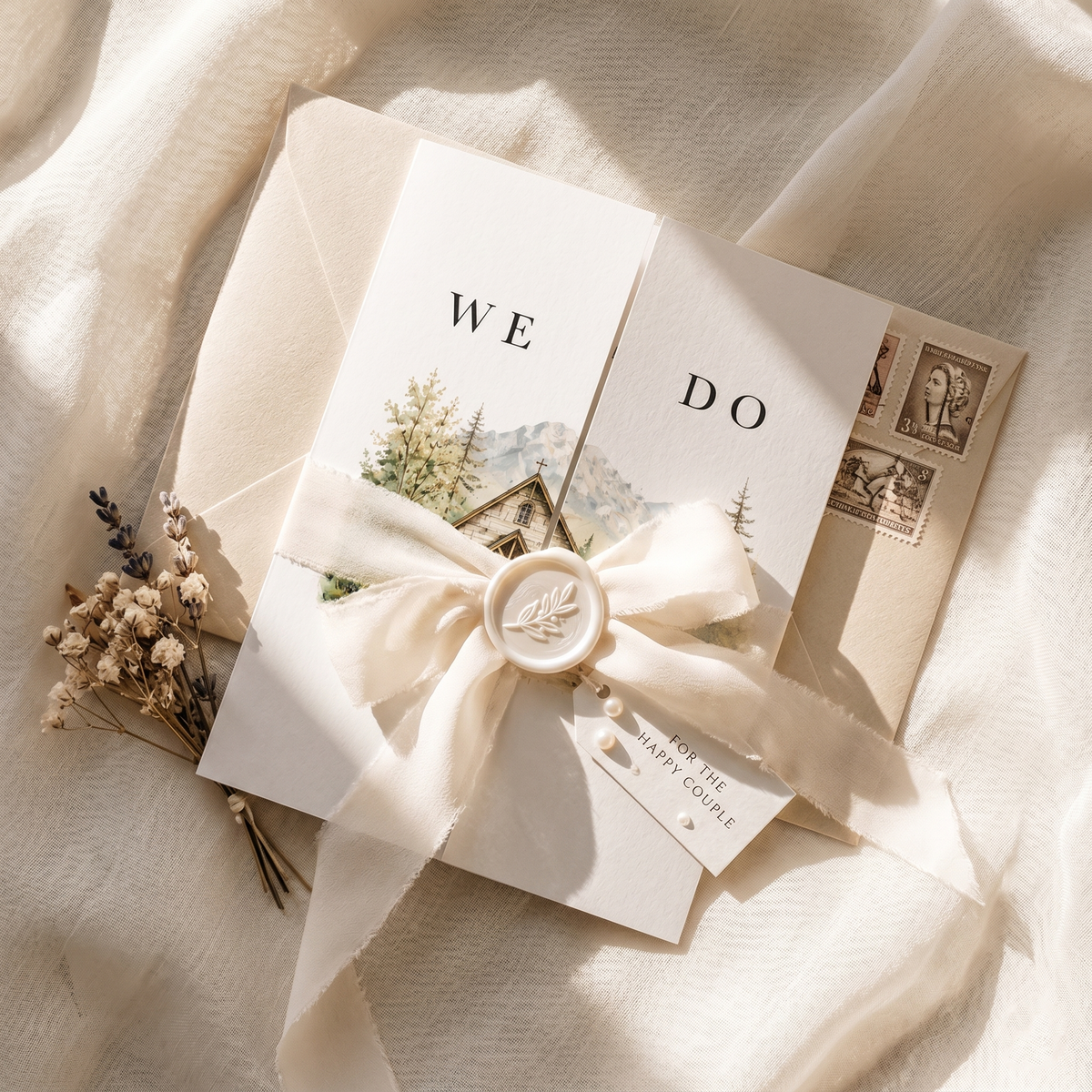 Personalized Wedding Invitation, Custom Venue Watercolor Illustration, Rustic Wedding Invitation Suite