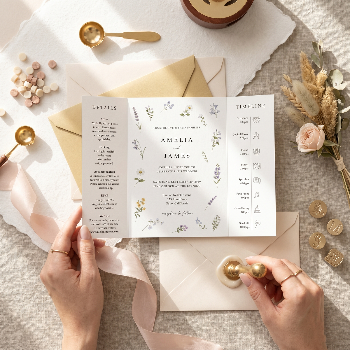 Personalized Botanical Wedding Invitation Suite | Custom Floral Wedding Invitations with RSVP & QR Code