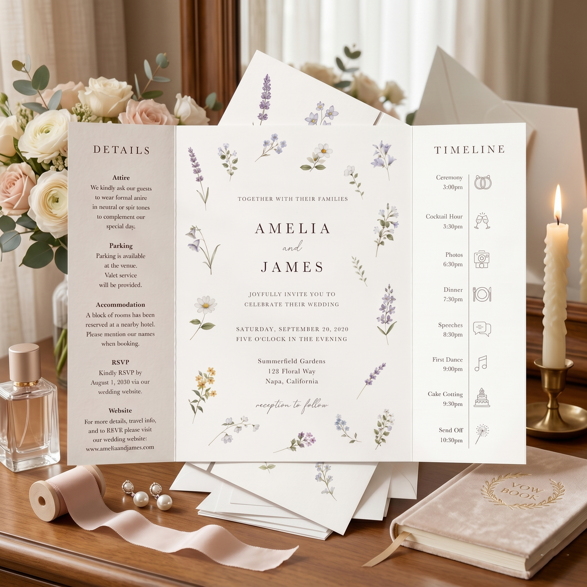 Personalized Botanical Wedding Invitation Suite | Custom Floral Wedding Invitations with RSVP & QR Code