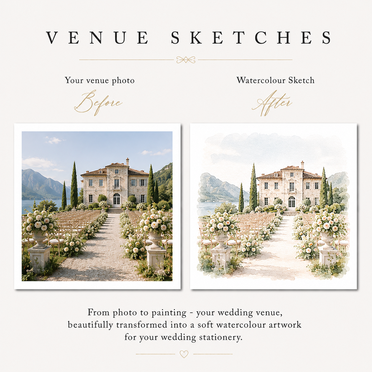 Luxury Blue Floral Wedding Invitation Suite, Personalized Destination Wedding Invitations, Custom Lake Wedding Stationery
